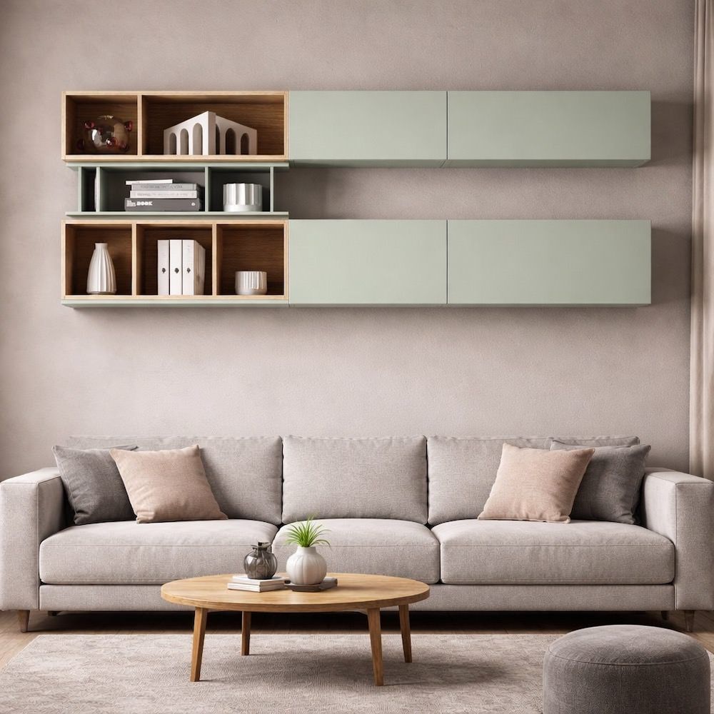 Parete attrezzata sopra divano